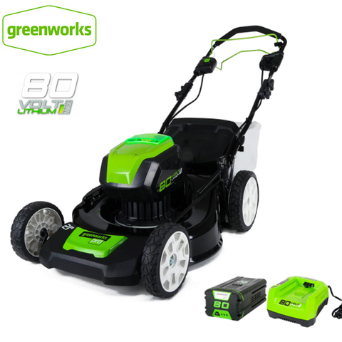 Greenworks-cortacésped inalámbrico sin escobillas, cubierta de acero, 21 pulgadas, 3 en 1, bolsa trasera y descarga lateral con batería de 5.0ah, 80V ► Foto 1/5