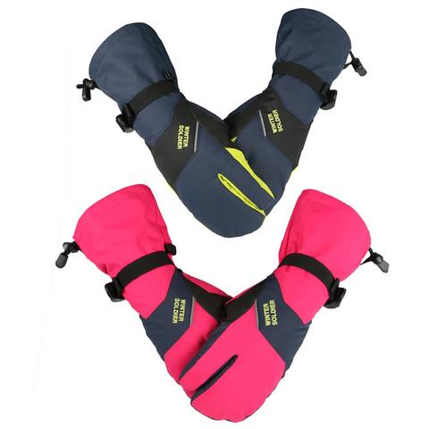 Guantes de esquí de invierno impermeables cálidos y gruesos guantes de tres dedos para pantalla táctil para hombre y mujer, ciclismo, escalada al aire libre ► Foto 1/6