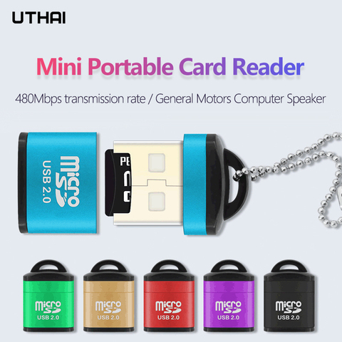 UTHAI-minilector de tarjeta Micro SD para teléfono móvil, lector de tarjeta de memoria TF de alta velocidad, altavoz para ordenador y coche, CR016 ► Foto 1/4