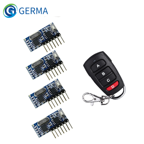 GERMA-transmisor de Control remoto RF, receptor inalámbrico de 433Mhz, módulo de decodificación de código de aprendizaje 1527, botón de aprendizaje de salida de 4 canales ► Foto 1/6