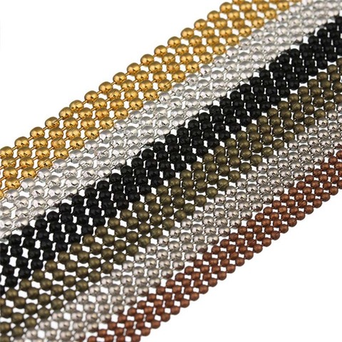 10 metros/lote de cadenas de bolas de Metal para manualidades, collares, fabricación de joyas, 1,2, 1,5, 2mm, Color dorado/plateado/negro ► Foto 1/6