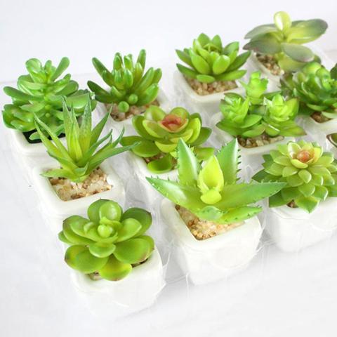 1Set Mini macetas de Cactus suculento cerámica Bonsai flor Artificial plantas para boda fiesta en casa de paisaje decorativa ► Foto 1/1