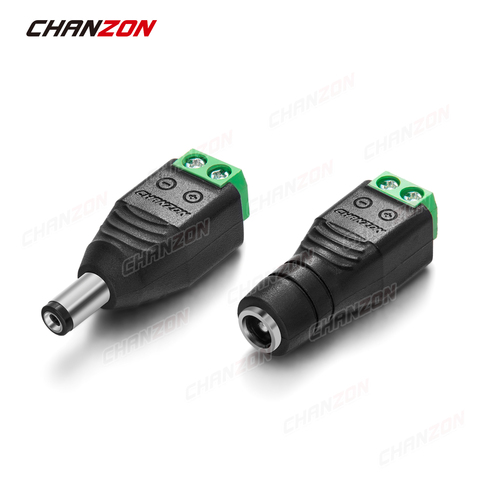 10 Uds. De conector de alimentación de 12V CC, adaptador de tornillo de enchufe macho hembra de 2,1mm x 5,5mm para tira LED, conexión de luz de cámara CCTV ► Foto 1/5