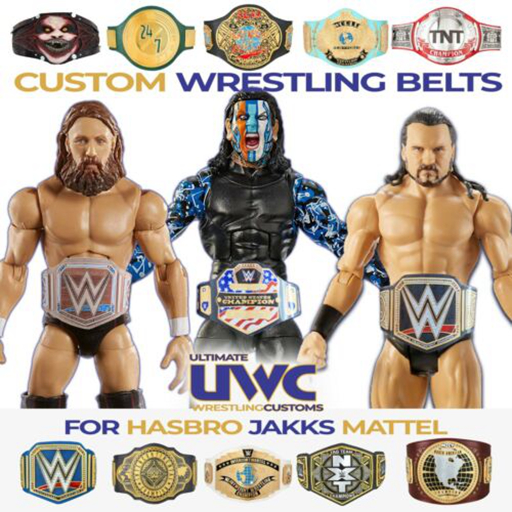 10 x Cinturones de título personalizado WWF WWE para mujer para Hasbro Mattel Retro lucha libre figura 