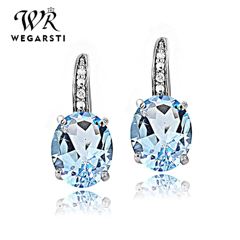 WEGARASTI-pendientes de topacio redondo para mujer, joyería de plata 925, moda para mujer, fiesta, San Valentín, de Plata de Ley 925, regalos ► Foto 1/6