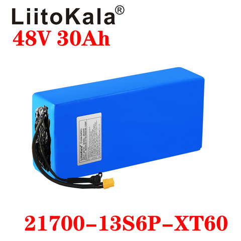 LiitoKala 48V 30Ah 21700 5000mah 13S6P batería de iones de litio batería de Scooter 48v 30ah batería de bicicleta eléctrica XT60 macho ► Foto 1/6