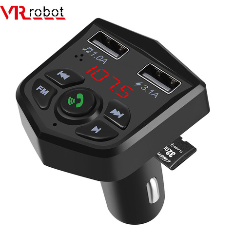 VR robot Bluetooth FM Transmisor modulador inalámbrico Kit manos libres coche 5V 3.1A adaptador dual de cargador USB Audio coche reproductor MP3 ► Foto 1/6