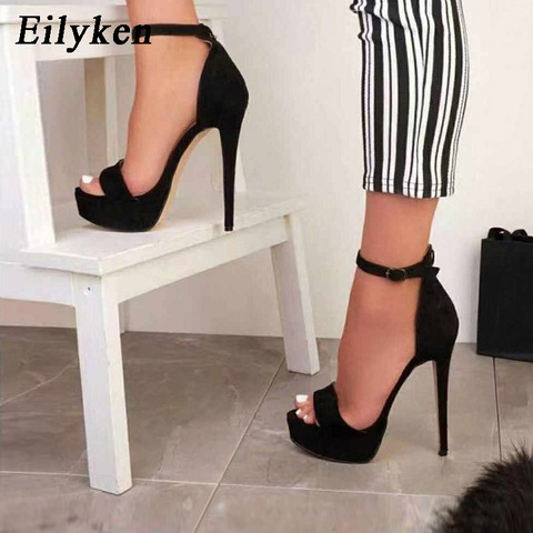 Eilyken-Sandalias de plataforma de gladiador con hebilla para mujer, zapatos de tacón alto finos, para fiesta y Club, color negro, para verano, 2022 ► Foto 1/6