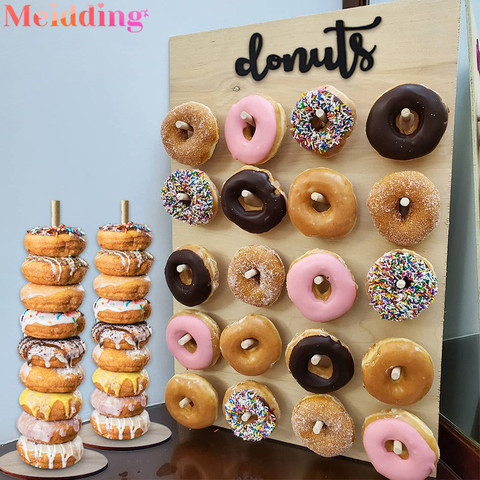 Soporte de madera para Donuts, soporte de pared para fiesta de bienvenida para el futuro bebé niños, decoración para mesa de fiesta de cumpleaños, recuerdos de boda, suministros para fiesta de boda ► Foto 1/6