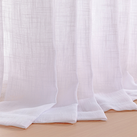 Elka, Blanco sólido, ventana de tul, cortinas para sala de estar, dormitorio, cortinas modernas de gasa de Organza, Panel de cortinas transparentes con acabado ► Foto 1/6