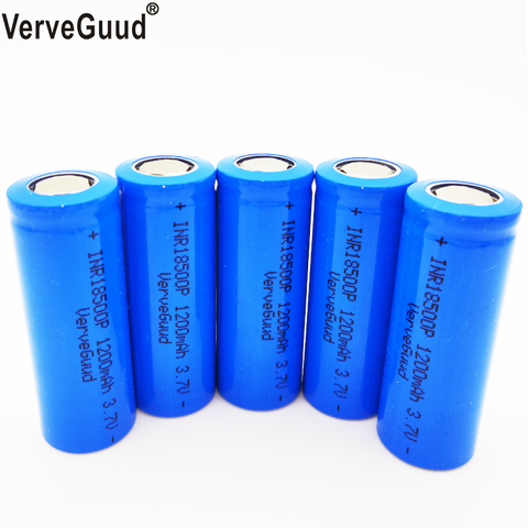 VerveGuud 18500 de la capacidad Real de 3,7 V 1200mAh batería recargable Bateria Recarregavel de iones de litio de Batteies para LED linterna ► Foto 1/6