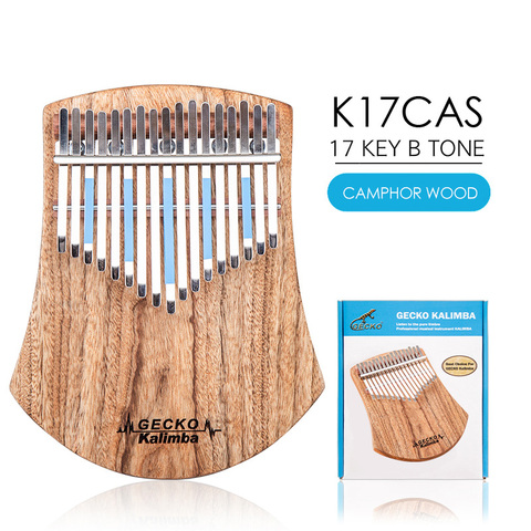 GECKO-Piano de pulgar portátil Kalimba, 17 teclas, alcanfor sólido, con instrucciones y martillo de afinación, Mbira Sanza K17cas ► Foto 1/6