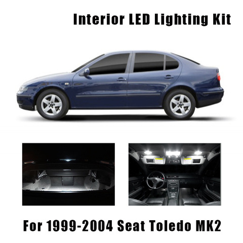 16 Uds blanco Canbus coche accesorios de luz LED de matrícula lectura interiores Kit de luz de techo para 1999-2004 Seat Toledo MK2 1M 1M2 ► Foto 1/6