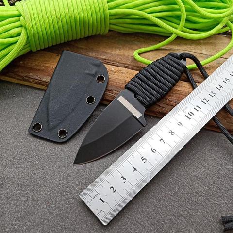 Cuchillo de caza hecho a mano con mango de acero, cuchillo de supervivencia para acampada, cuchilla táctica de hoja fija, collar, envío gratis ► Foto 1/6