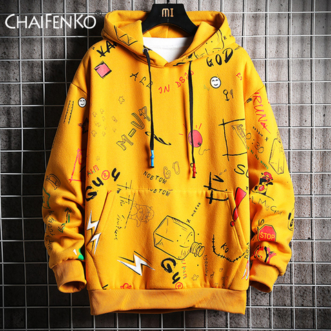 CHAIFENKO-Sudadera con capucha para hombre, prenda deportiva masculina con estampado de grafiti de Anime, jersey de chándal de estilo Hip Hop Harajuku, ropa informal japonesa de primavera y otoño ► Foto 1/6