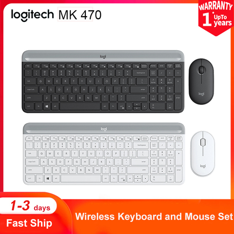 Logitech-teclado y ratón inalámbricos MK470 originales, conjunto ultrafino de 2,4G, silencioso, 1000DPI, para ordenador portátil y oficina ► Foto 1/6