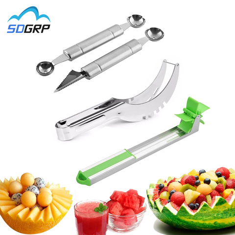 Cuchillo para rebanador de fruta de acero inoxidable cortador de molino de viento, bola para cavar helado, cuchara para melón, herramientas de cocina frías surtidas ► Foto 1/6