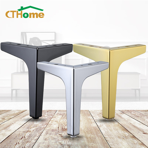 Patas de Metal para mesa de centro, mueble sofá cama, silla, pata de escritorio de hierro para el tocador, baño, color negro y dorado, 4 Uds. ► Foto 1/5