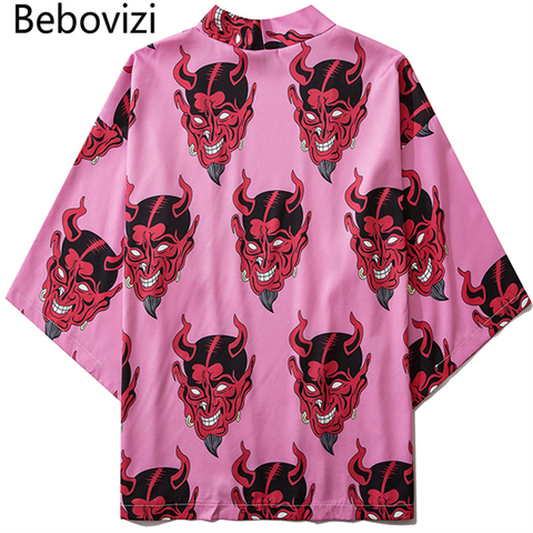 Bebovizi-Kimono con estampado de demonio japonés para mujer, cárdigan Harajuku, blusa holgada, Tops, abrigo informal para hombre, bata Yukata ► Foto 1/6
