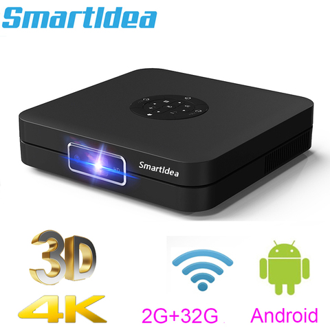 Smartldea K1 proyector HD DLP android 2G RAM 32G ROM 4K 3D de alta luminosidad día beamer 5G wifi airplay juego video proyector ► Foto 1/6