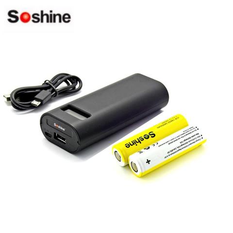 Soshine-fuente de alimentación portátil E4S 18650x2 LCD, cargador con 18650 Soshine, 3,7 V, 3400mAh, batería recargable de iones de litio 3C ► Foto 1/6