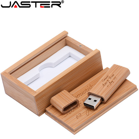 JASTER de madera bambú + caja de madera unidad flash USB pen drive 1 GB 2GB 4GB 8GB 16GB 32GB 64GB флешки usb stick ► Foto 1/6