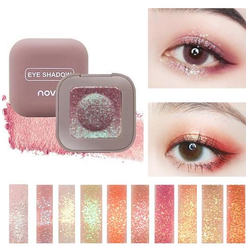 NOVO-sombra de ojos con pigmento brillante, larga duración, un solo dedo, Color de tendencia, maquillaje de ojos a prueba de agua metálico ► Foto 1/6