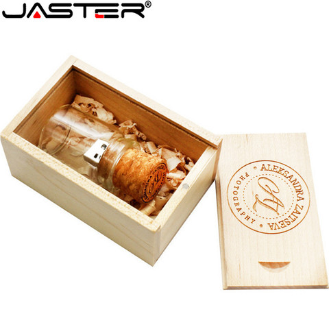 JASTER-Unidad flash USB 2,0 de corcho de madera, pendrive de 4GB, 8GB, 16GB, 32GB y 64GB, regalo botella de boda, logotipo del cliente ► Foto 1/6