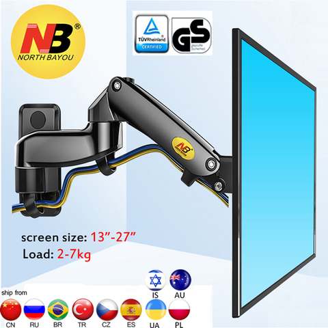 Monitor de soporte de pared NB F150 2-7kg 100x100 Pantalla de montaje de aluminio buena presión de aire de resorte de gas 13 