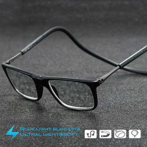 Gafas de lectura con bloqueo de luz azul, cómodo material suave TR90 para colgar en el cuello ► Foto 1/5