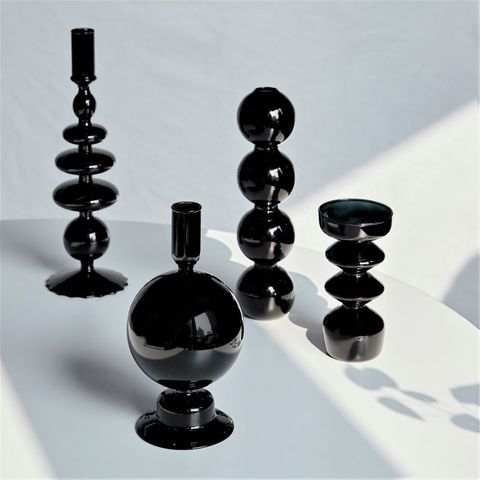 Candelabro de cristal hidropónico para decoración del hogar, florero de cristal negro creativo, soporte de vela, decoración de escritorio, arte nórdico para el hogar ► Foto 1/6