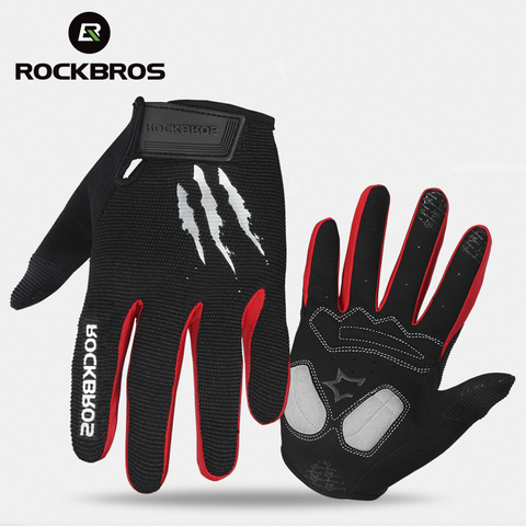 RockBros Ciclismo Invierno Guantes Almohadilla de Esponja Largo Dedo guantes de Moto Guantes De Bicicleta Guantes De Bicicleta De Montaña MTB Guantes de Pantalla Táctil ► Foto 1/6