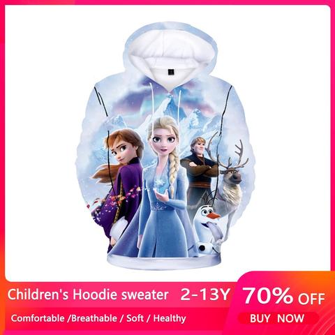 Nuevo Frozen 2 Elsa Anna niños bebés niñas niños pequeños 3D sudaderas con capucha de dibujos animados chándal ropa para niños sudaderas lindas ► Foto 1/6