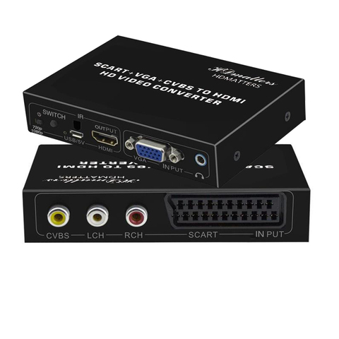 Compuesto de VGA AV Scart a compatible con HDMI interruptor adaptador RCA + VGA + euroconector a compatible con HDMI para PC portátil ► Foto 1/6