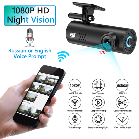 LF9 Pro WiFi de la cámara del tablero de instrumentos del 1080P Full HD DVR de visión nocturna para coche G-sensor cámara de salpicadero grabadora de conducción ► Foto 1/6