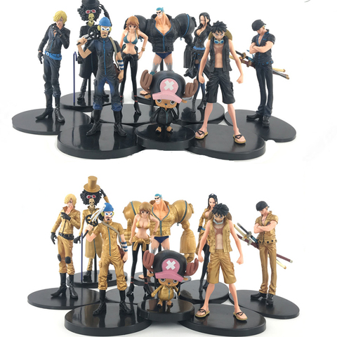One Piece-9 unids/set de Anime japonés de color negro y dorado, colección de figuras de acción, 2 años más tarde, luffy, nami, Chopper, Brook, modelo de juguete ► Foto 1/6