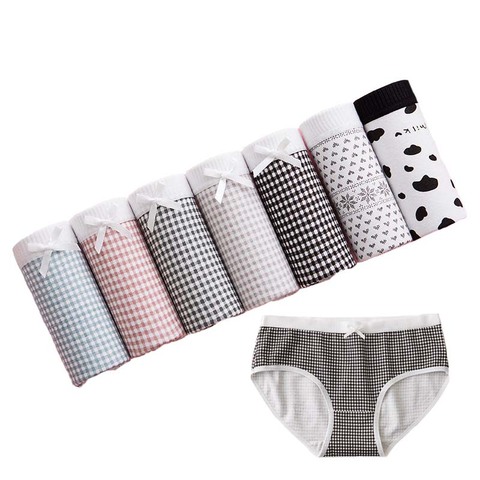 7 unids/set de algodón de las mujeres bragas impresión transpirable bragas chicas Panty suave ropa interior íntimos femeninos para Lencería sexi de mujer ► Foto 1/6