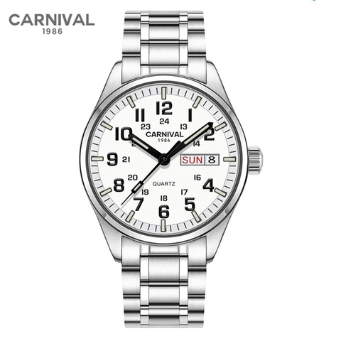 Carnival-Reloj de pulsera de cuarzo luminoso para Hombre, cronógrafo Masculino de lujo con fecha y semana, a la moda, resistente al agua, 2022 ► Foto 1/6