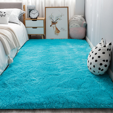 Alfombra pequeña de felpa para dormitorio de niños, alfombrilla gruesa de felpa blanca para sala de estar, ideal para decoración del hogar, gateo, estilo nórdico ins ► Foto 1/6