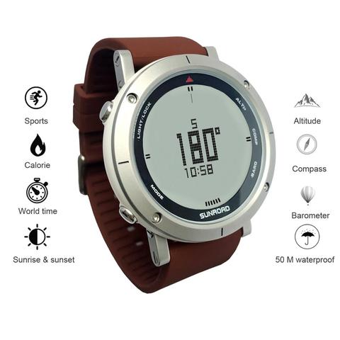 Reloj Digital SUNROAD para hombre, para deportes al aire libre, reloj de moda, altímetro, barómetro, brújula, resistente al agua, relojes con correa de silicona ► Foto 1/6