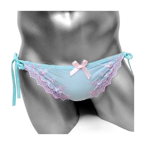 Encantador lindo Lolita Kawaii princesa bordado de encaje Sissy hombre bragas lazo lateral cerca Sexy Gay ropa interior breve ropa interior ► Foto 1/6