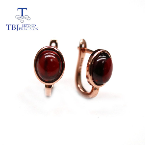 TBJ... 100% Natural granate de Mozambique cierre pendiente oval corte 7*9mm 4.6ct de joyas de piedras preciosas de Plata de Ley 925 Plata oro rosa simple ► Foto 1/6