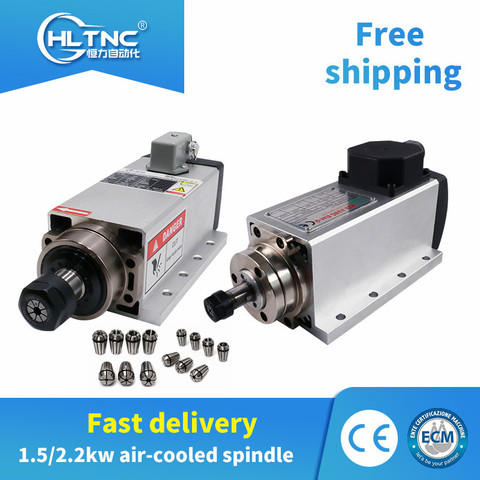 Motor de eje de cnc refrigerado por aire, 2022 Promoción de China/Rusia 1.5kw/2.2kw 18000RPM/24000RPM + 1 Juego de pinza ER11 o ER20 para CNC ► Foto 1/6