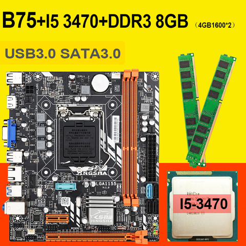 JINGSHA-Tarjeta madre para ordenadores de escritorio, placa base B75 con procesador Intel Core i5, con capacidad de 2 unidades x 4GB = 8 GB, frecuencia de 1600MHz DDR3, interfaz USB 3.0 SATA 3.0, 3470 ► Foto 1/6