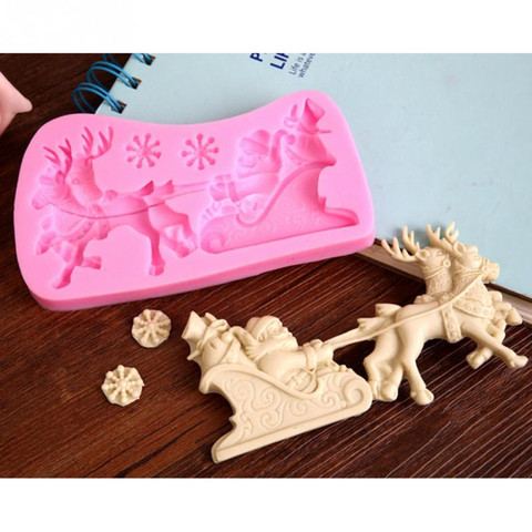 Navidad Santa Claus milu deer con forma para chocolate y caramelo gelatina 3D molde de silicona de encaje para fondant molde Decoración Para torta/pastelería IC882461 ► Foto 1/6