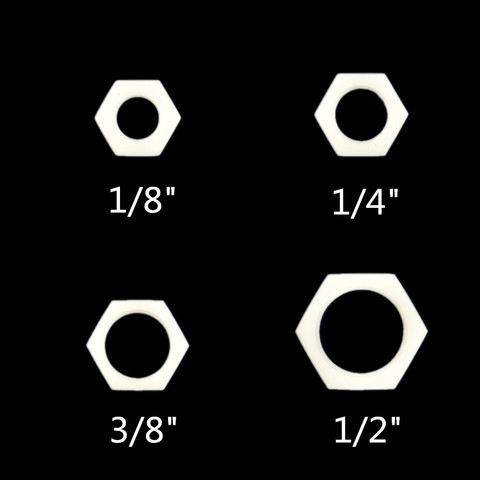 Tuerca de bloqueo de plástico de hilo femenino, anillo de sellado exterior con tuerca hexagonal, 10 Uds., 1/8 