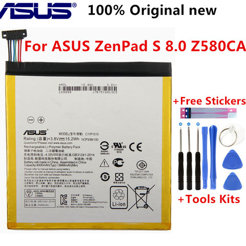 Batería de tableta C11P1510 de alta capacidad Original de 100% para ASUS ZenPad S 8,0, Z580CA, 4000mAh + Kits de herramientas ► Foto 1/3