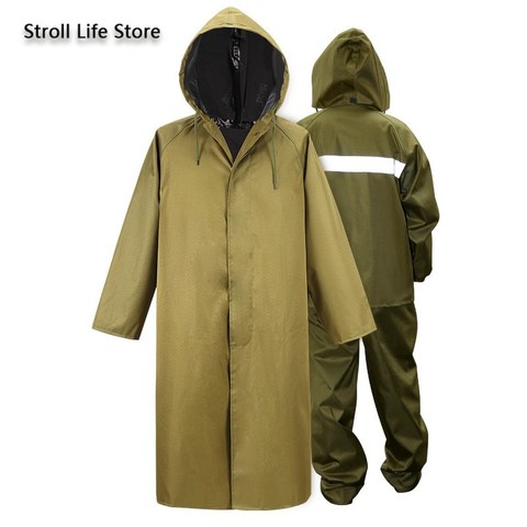 Abrigo impermeable largo de camuflaje para adultos, conjunto de pantalones impermeable militar, Poncho verde, chaqueta de lluvia, regalo, senderismo y escalada al aire libre ► Foto 1/6