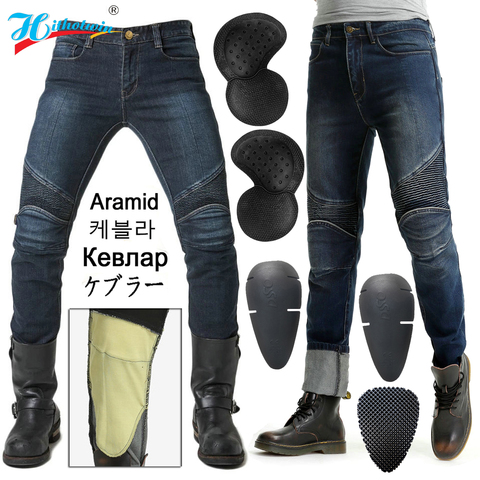 Pantalones vaqueros anticaída para motociclismo para hombre, pantalón de moto, protección contra el fuego de aramida, para rodilla ► Foto 1/1