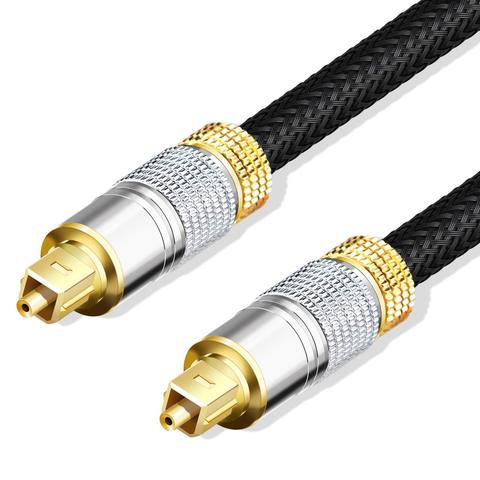 Cable de sonido óptico de fibra óptica Cable de Audio con duradera 24K chapado en oro de Nylon trenzado de Cable Digital óptico de sonido de alta fidelidad Bar ► Foto 1/6